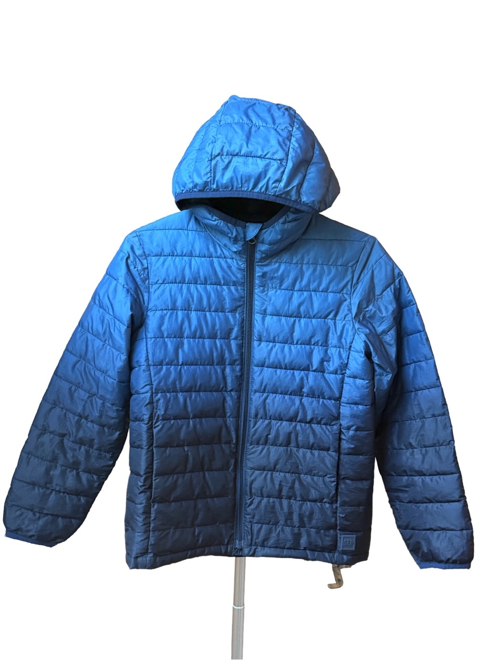 GAP Kids Blue Lightweight Hooded Puffer Jacket PrimaLoft Size L